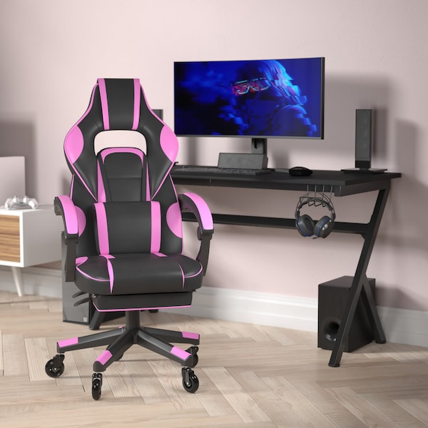 Flash Furniture Purple LeatherSoft Gaming Chair with Skater Wheels CH-00288-PR-RLB-GG - main